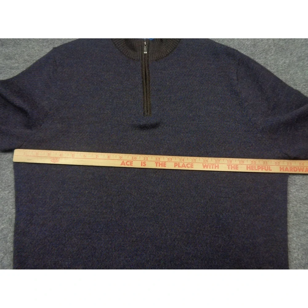 Carroll Custom Alpaca Sweater XL‎ Blue 1/4 Zip Beverly Hills Carroll & Co Peru